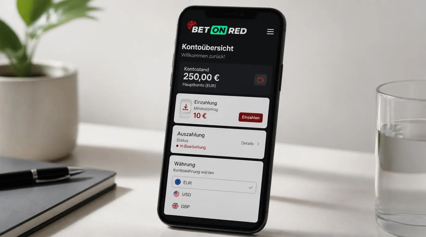 Casino-Konto auf einem Smartphone mit 10 € Mindesteinzahlung, Auszahlung und mehreren Währungen